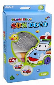 Набор витражных красок 6 цветов по 10,5 мл. с 6 мини-витражами – Машинки (Amos, 22930)